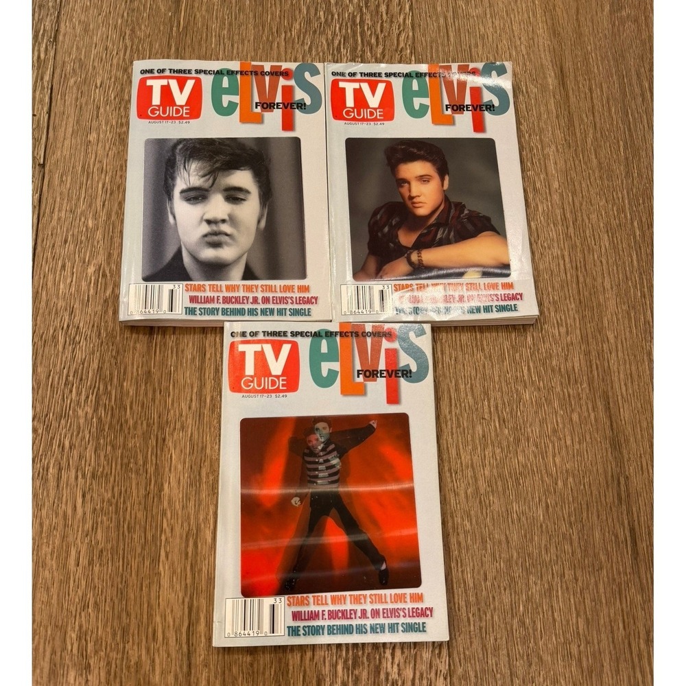 Lot of 3 Elvis Presley TV Guide August 2002‎ Special Effects Covers Complete Set